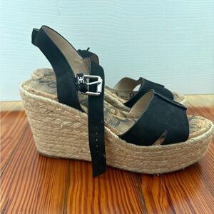 Sam Edelman Black Wedge Sandals, Size 9.5